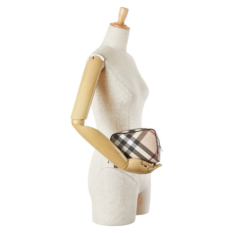 バーバリー ノバチェック ポーチ ベージュ ブラック マルチカラー PVC レザー レディース BURBERRY 【中古】