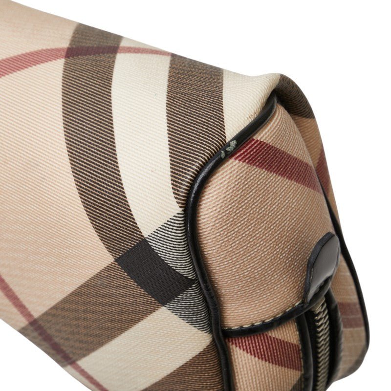バーバリー ノバチェック ポーチ ベージュ ブラック マルチカラー PVC レザー レディース BURBERRY 【中古】