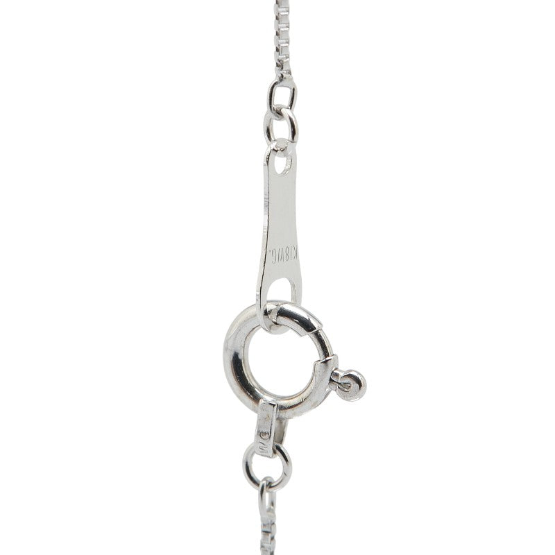 K18WG ホワイトゴールド ダイヤ0.35ct クロス 十字架 モチーフ ベネチアンチェーン ネックレス レディース 【中古】