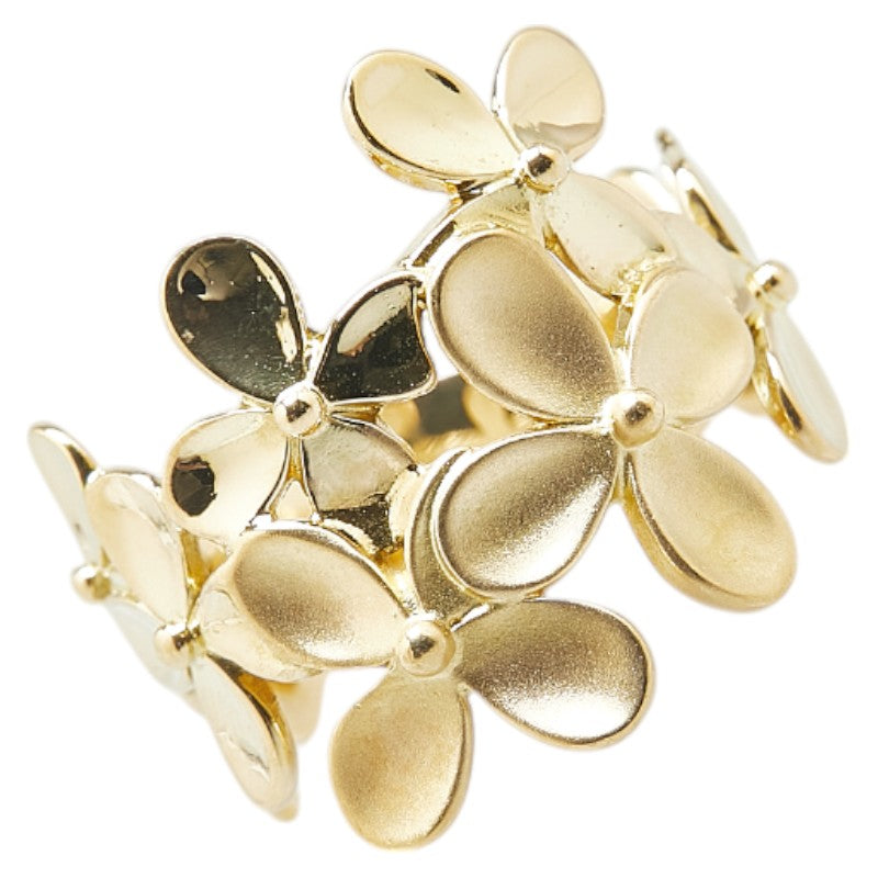 K18YG イエローゴールド フラワー 花  モチーフ リング 指輪 レディース 16号 【中古】