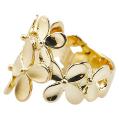 K18YG イエローゴールド フラワー 花  モチーフ リング 指輪 レディース 16号 【中古】