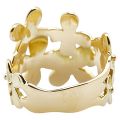 K18YG イエローゴールド フラワー 花  モチーフ リング 指輪 レディース 16号 【中古】