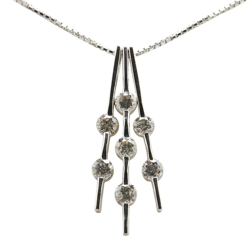 K18WG ホワイトゴールド ダイヤ1.00ct ペンダントネックレス レディース 【中古】