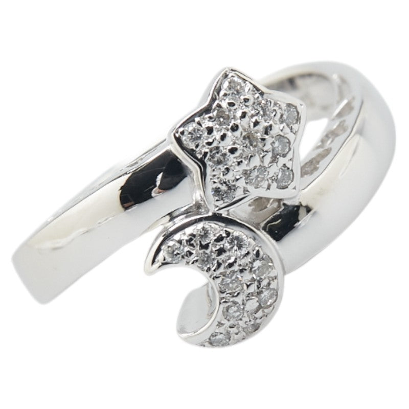 ポンテヴェキオ K18WG ホワイトゴールド ダイヤ0.15ct スター 星 ムーン 月 モチーフ リング 指輪 レディース Ponte Vecchio 11号 【中古】