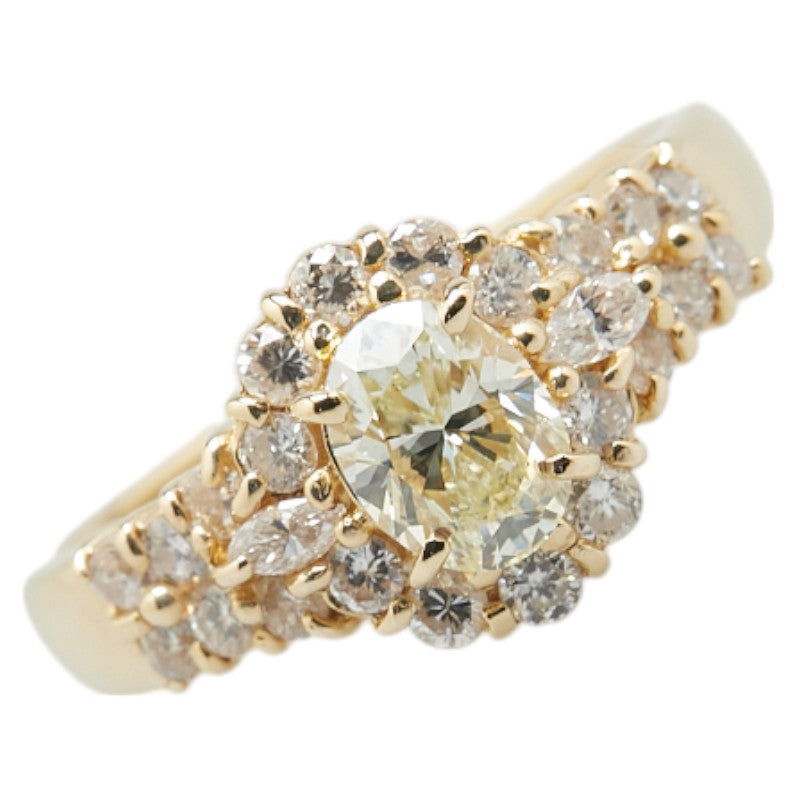 K18YG イエローゴールド ダイヤ0.615ct ダイヤ0.50ct リング 指輪 レディース 10号 【中古】
