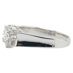 Pt900 プラチナ ダイヤ0.38ct 星の砂 フラワー 花 モチーフ リング 指輪 レディース 12号 【中古】