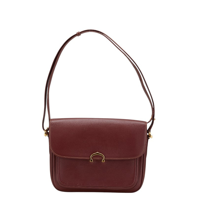 カルティエ マストライン ショルダーバッグ ワインレッド ボルドー レザー レディース CARTIER 【中古】