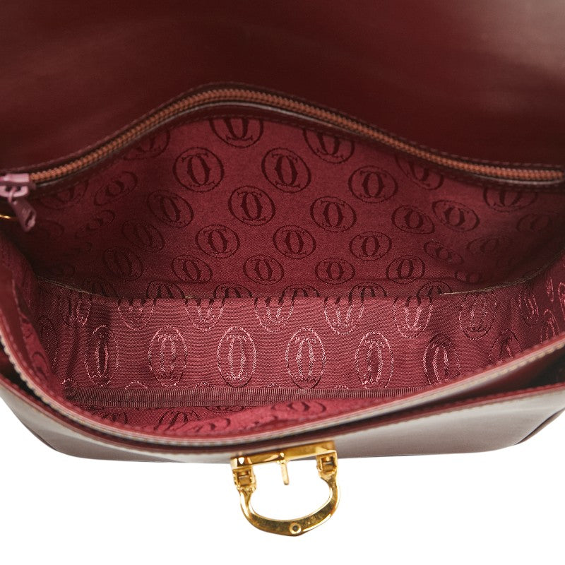 カルティエ マストライン ショルダーバッグ ワインレッド ボルドー レザー レディース CARTIER 【中古】
