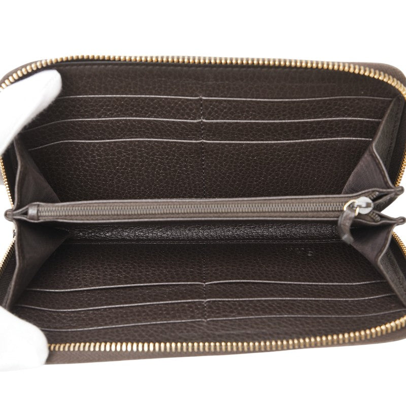 グッチ インターロッキングG 長財布 ラウンドファスナー 449347 ブラウン レザー レディース GUCCI 【中古】