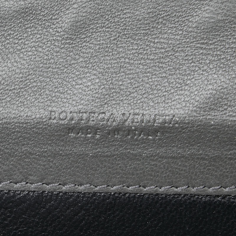 ボッテガヴェネタ イントレチャート 二つ折り財布 長財布 ブラック グレー レザー レディース BOTTEGAVENETA 【中古】