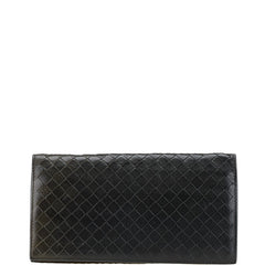 ボッテガヴェネタ イントレチャート 二つ折り財布 長財布 ブラック グレー レザー レディース BOTTEGAVENETA 【中古】