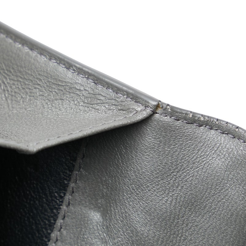 ボッテガヴェネタ イントレチャート 二つ折り財布 長財布 ブラック グレー レザー レディース BOTTEGAVENETA 【中古】