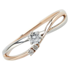 K18PG ピンクゴールド Pt900 プラチナ コンビ ダイヤ0.23ct リング 指輪 レディース 13号 【中古】