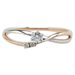 K18PG ピンクゴールド Pt900 プラチナ コンビ ダイヤ0.23ct リング 指輪 レディース 13号 【中古】