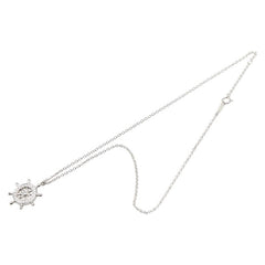 Pt900 プラチナ ダイヤ0.38ct 舵輪 ハンドル モチーフ ネックレス レディース 【中古】