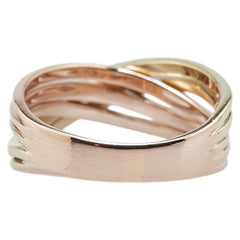 K18PG ピンクゴールド K18YG イエローゴールド ダイヤ0.15ct 田中貴金属 リング 指輪 レディース 13.5号 【中古】