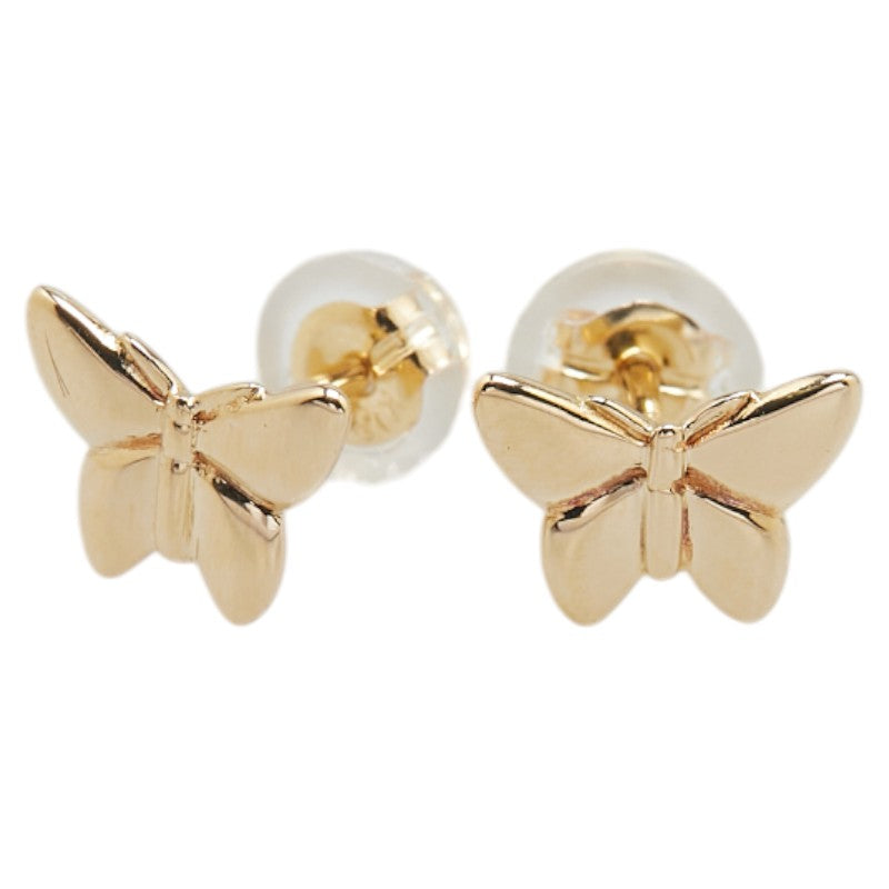 K18YG イエローゴールド バタフライ 蝶々 モチーフ ピアス レディース 【中古】