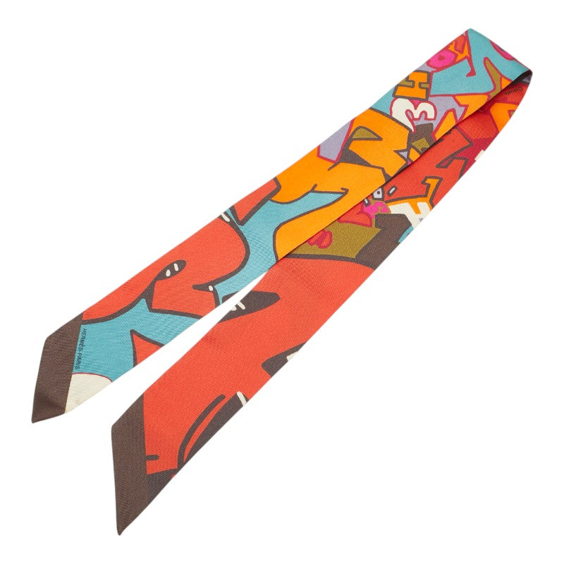 エルメス ツイリー GRAFF グラフィティ スカーフ オレンジ マルチカラー シルク レディース HERMES 【中古】