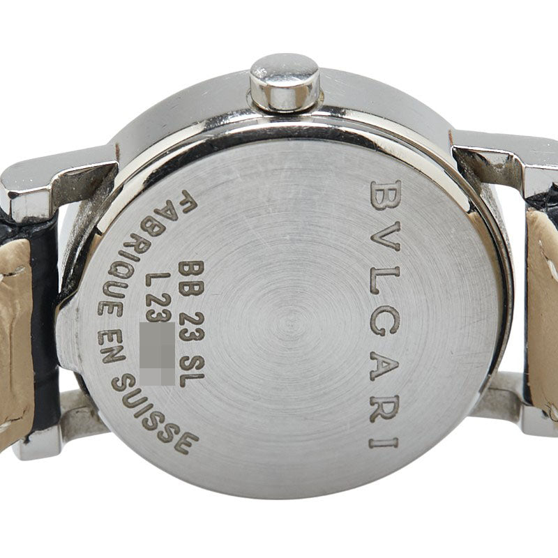 ブルガリ ブルガリブルガリ 腕時計 BB23SL クオーツ ブラック文字盤 レザー ステンレススチール メンズ BVLGARI 【中古】