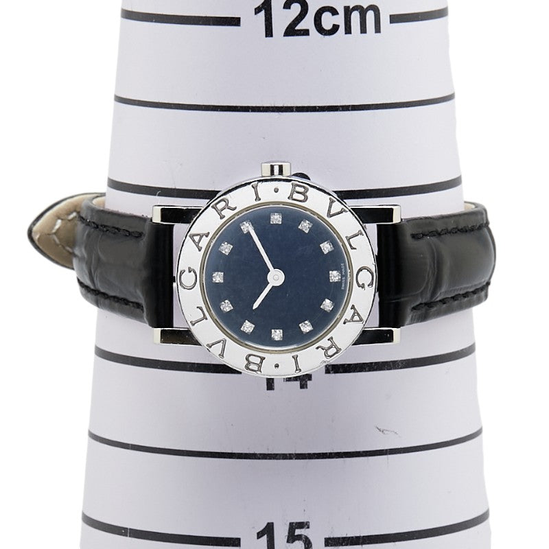 ブルガリ ブルガリブルガリ 腕時計 BB23SL クオーツ ブラック文字盤 レザー ステンレススチール メンズ BVLGARI 【中古】