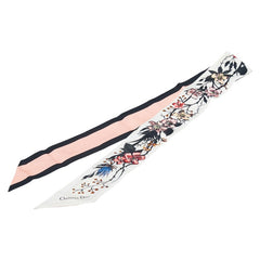 ディオール ミッツァ フラワー スカーフ ホワイト マルチカラー シルク レディース Dior 【中古】