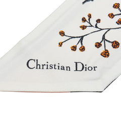ディオール ミッツァ フラワー スカーフ ホワイト マルチカラー シルク レディース Dior 【中古】