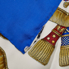 エルメス カレ90 LES TAMBOURS タンブールの太鼓 スカーフ ブルー マルチカラー シルク レディース HERMES 【中古】