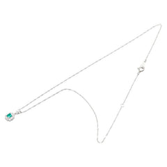 Pt900 プラチナ Pt850 プラチナ エメラルド0.25ct ダイヤ0.21ct ペンダントネックレス レディース 【中古】