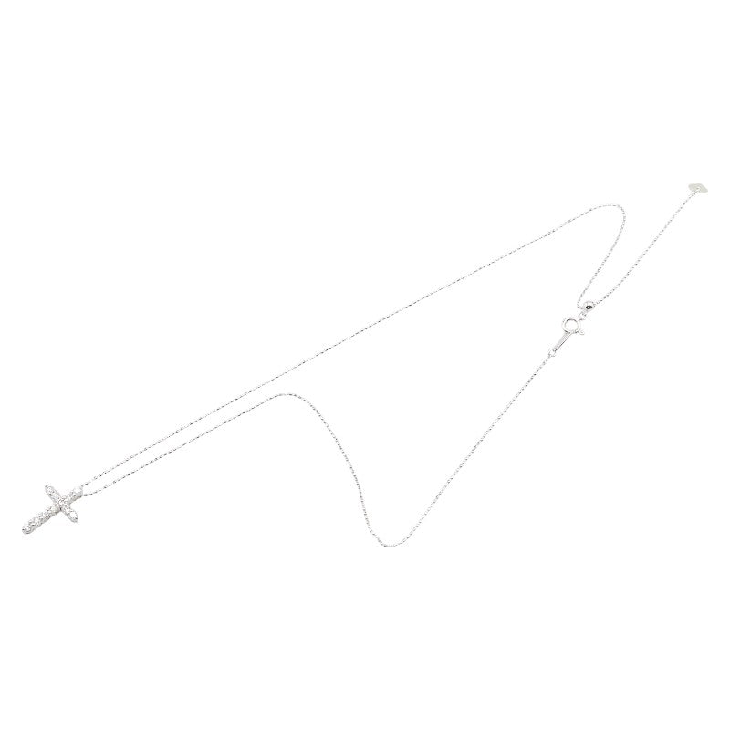 K18WG ホワイトゴールド ダイヤ0.50ct クロス 十字架 モチーフ ペンダントネックレス レディース 【中古】