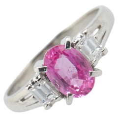 Pt900 プラチナ ピンクサファイア1.13ct ダイヤ0.26ct リング 指輪 レディース 8.5号 【中古】