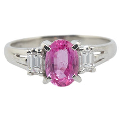 Pt900 プラチナ ピンクサファイア1.13ct ダイヤ0.26ct リング 指輪 レディース 8.5号 【中古】