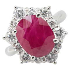 Pt900 プラチナ ルビー5.09ct ダイヤ1.38ct リング 指輪 レディース 10.5号 【中古】