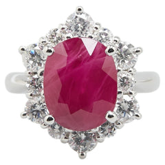 Pt900 プラチナ ルビー5.09ct ダイヤ1.38ct リング 指輪 レディース 10.5号 【中古】