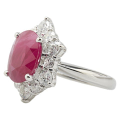 Pt900 プラチナ ルビー5.09ct ダイヤ1.38ct リング 指輪 レディース 10.5号 【中古】