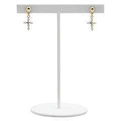 K18YG イエローゴールド ダイヤ0.14ct クロス 十字架 モチーフ ピアス レディース 【中古】