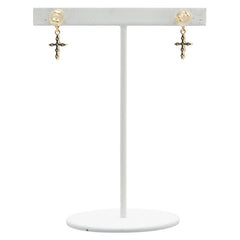 K18YG イエローゴールド ダイヤ0.14ct クロス 十字架 モチーフ ピアス レディース 【中古】