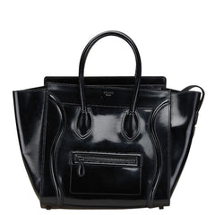 セリーヌ ラゲージ ミニショッパー ハンドバッグ トートバッグ ブラック レザー レディース CELINE 【中古】