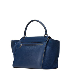 セリーヌ トラペーズ ミディアム ハンドバッグ ショルダーバッグ 2WAY ブルー レザー スウェード レディース CELINE 【中古】