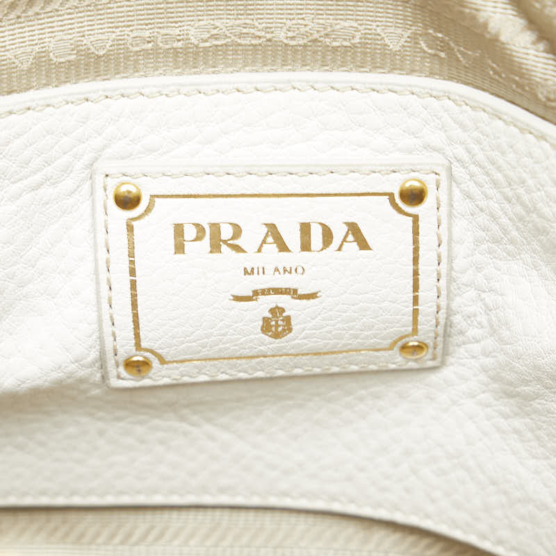 プラダ 三角ロゴプレート ハンドバッグ ショルダーバッグ 2WAY BN2579 ホワイト レザー レディース PRADA 【中古】