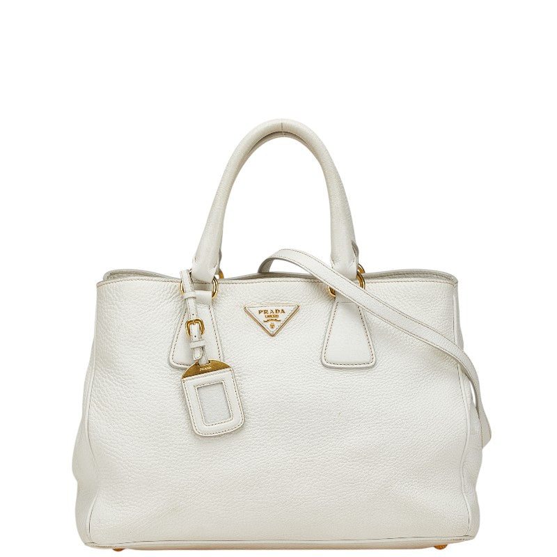 プラダ 三角ロゴプレート ハンドバッグ ショルダーバッグ 2WAY BN2579 ホワイト レザー レディース PRADA 【中古】