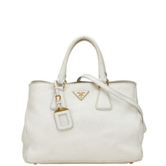 プラダ 三角ロゴプレート ハンドバッグ ショルダーバッグ 2WAY BN2579 ホワイト レザー レディース PRADA 【中古】