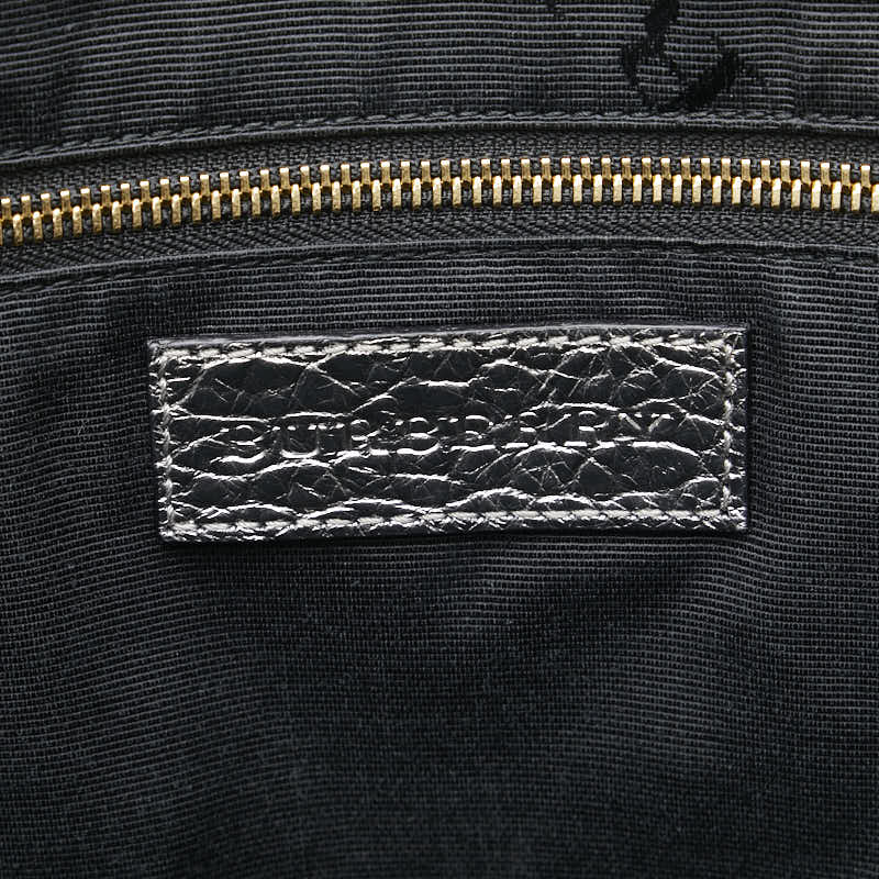 バーバリー ロゴプレート ハンドバッグ ショルダーバッグ 2WAY シルバー レザー レディース BURBERRY 【中古】