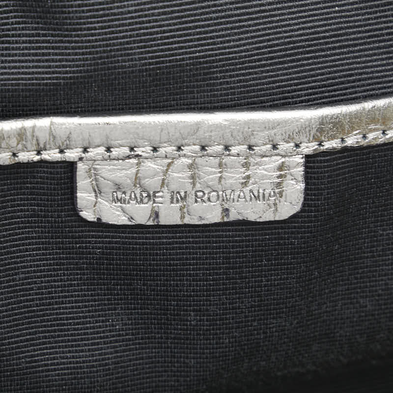 バーバリー ロゴプレート ハンドバッグ ショルダーバッグ 2WAY シルバー レザー レディース BURBERRY 【中古】