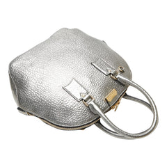 バーバリー ロゴプレート ハンドバッグ ショルダーバッグ 2WAY シルバー レザー レディース BURBERRY 【中古】