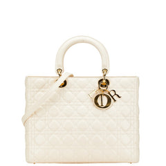 ディオール レディディオール カナージュ ラージ ハンドバッグ ショルダーバッグ 2WAY アイボリー レザー レディース Dior 【中古】