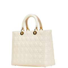ディオール レディディオール カナージュ ラージ ハンドバッグ ショルダーバッグ 2WAY アイボリー レザー レディース Dior 【中古】