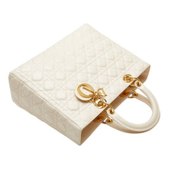 ディオール レディディオール カナージュ ラージ ハンドバッグ ショルダーバッグ 2WAY アイボリー レザー レディース Dior 【中古】