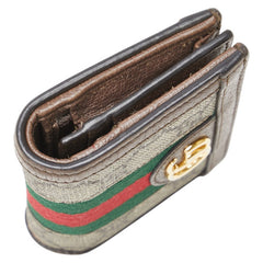 グッチ オフィディア GGスプリーム 二つ折り財布 523155 ブラウン PVC レザー レディース GUCCI 【中古】