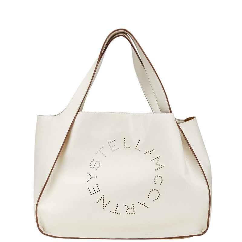 ステラマッカートニー ロゴ トートバッグ ホワイト 合成皮革 レディース Stella McCartney 【中古】