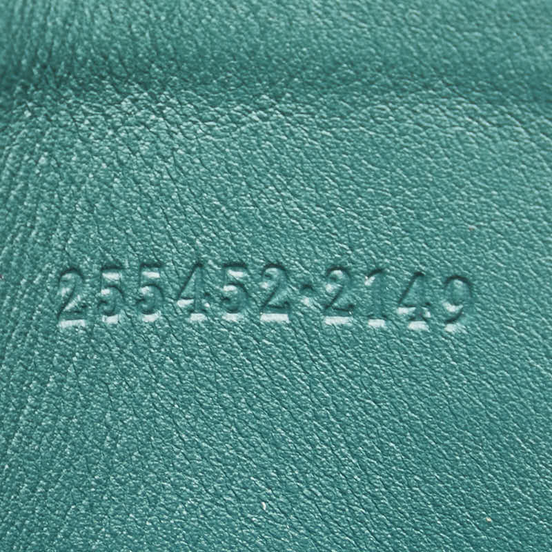 グッチ マイクロ グッチシマ ラウンドファスナー コインケース 小銭入れ 255452 グリーン レザー レディース GUCCI 【中古】